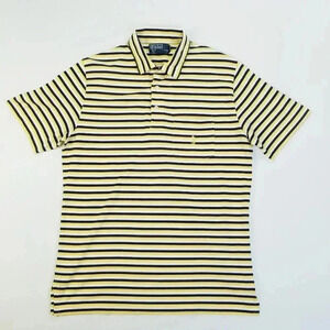 Polo by Ralph Lauren Small Embroidered Yellow Pony Logo Stripe Pima Cotton Polo